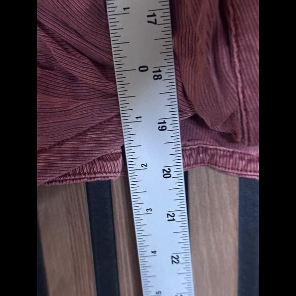 Pilcro Top Large Womens Dusty Rose Front Knot Roll Tab Collared Cropped Ribbed - Picture 5 of 8